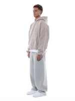 Sweats Collective Checkered Zip Up Hoodie CreamBlack (4)