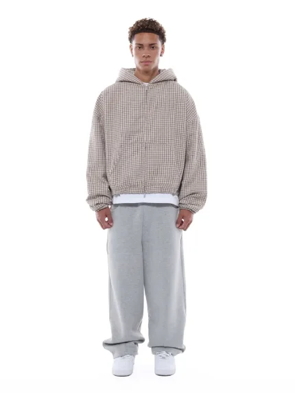 Sweats Collective Checkered Zip Up Hoodie CreamBlack (7)